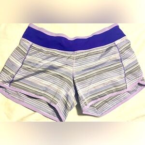 Lululemon Shorts Quick Dry Womens Sz 6 Purple Stripe Turbo Run Flexible Cycle